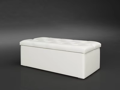White Upholstered Storage Bench With Tufted Seat And Modern Design 3d model