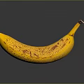 Ripe Yellow Banana With Brown Spots On Black Surface And Reflection 3d model