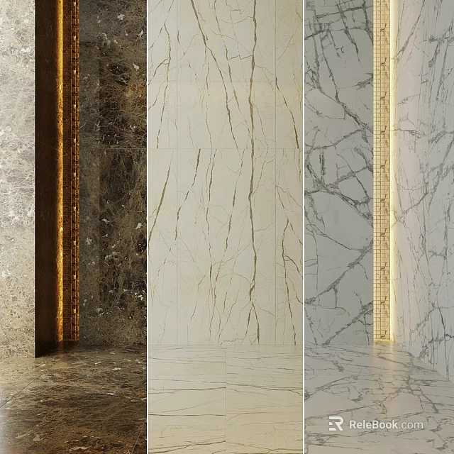 Various Natural Marble Wall And Floor Textures With Unique Patterns For Interior Design 3d model 