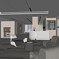 Modern Office Interior Design With Open Space Sofa Coffee Table And Floor To Ceiling Windows 3d model