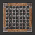 Decorative Ornament Set With Wooden Frame Metal Grid Cube Design And Corner Accents