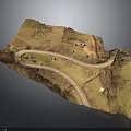 3D Rural Terrain Model With Winding Road Fields And Small Structures 3d model