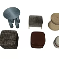 Various Modern Stools With Different Shapes And Materials For Home Decor 3d model