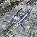 Aerial Planning of Modern Airport Terminal with Runways and Tarmacs Layout