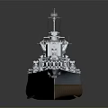 Detailed Warship 3D Model Showcasing Naval Architecture Deck And Armament Features 3d model