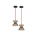 Modern Beige Marble Texture Pendant Light With Double Dome Design And Black Accent Ring