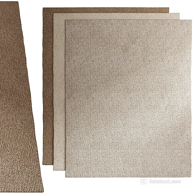 Square Rug With Neutral Beige And Brown Woven Textured Design For Living Room Decor 3d model 