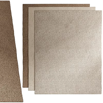 Square Rug With Neutral Beige And Brown Woven Textured Design For Living Room Decor 3d model