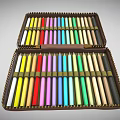 Open Leather Pouch With Neatly Arranged Vibrant Colored Pens In Organized Rows