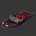 Modern Black And Red Speedboat With Comfortable Seats And Sleek Design
