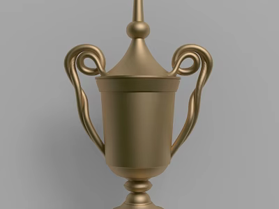 Gold Trophy with Ornate Curved Handles and Classic Design for Awards 3d model