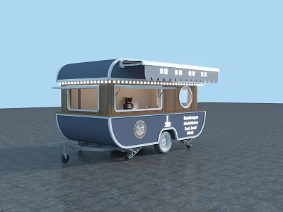 Mobile Commercial Food Cart Equipment with Retractable Awning and Service Window for Outdoor Catering Business 3d model