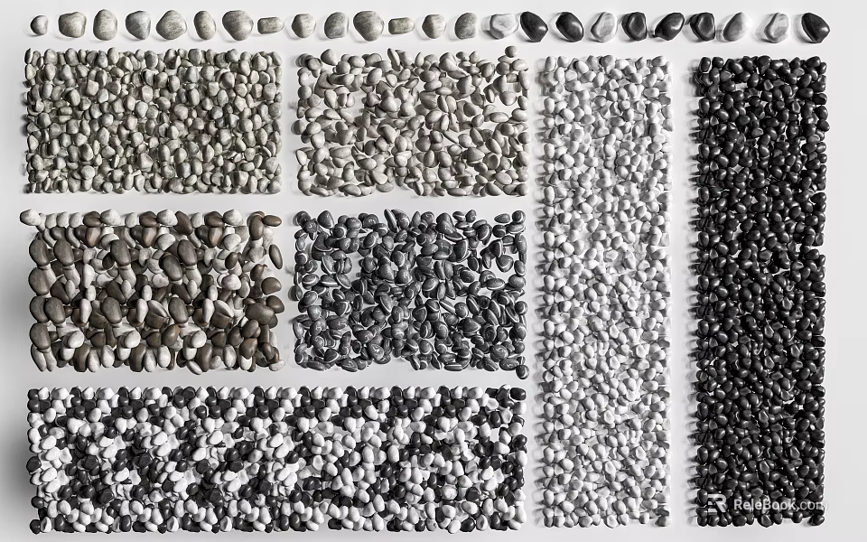 Various Stone Wood Texture Samples Display Different Natural Design Patterns 3d model 