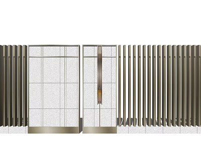 Modern Landscape Wall Design With Metal Grilles And Stone Panel Details 3d model