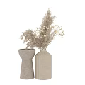 Neutral Tone Decorative Vases With Dried Pampas Grass And White Flowers For Home Decor