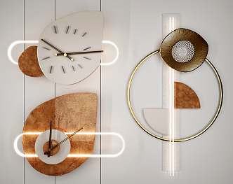 Modern clock wall decoration pendant combination 3d model