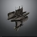 Sci Fi Spacecraft 3D Model With Aerodynamic Design And Thrusters For Cosmic Exploration