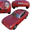 Red Classic Sports Car With Vintage Design Sleek Body Lines And Round Headlights