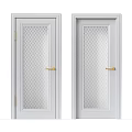 Swing Doors Interior Design With White Frame Diamond Pattern Glass And Gold Door Handle