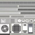Modern AC Vents With Various Grille Styles Different Sizes And Indoor Units