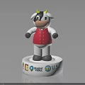 Decorative Cow Themed Furniture Figurine With Red Vest And China USA Logo Base