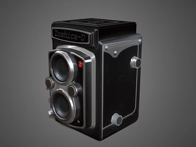 Jessica D Twin Lens Camera A Retro Household Appliance With Black Silver Finish 3d model