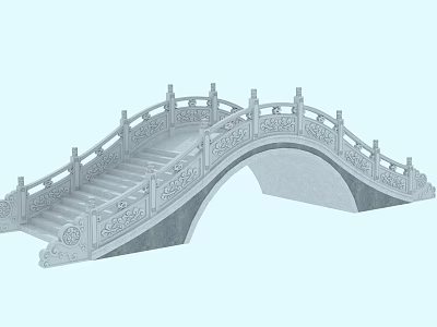 Traditional Stone Arch Bridge With Carved Railings Steps And Ornate Decorations 3d model