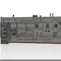 Industrial Equipment Control Panel With Pipes Gauges Switches And Electrical Components
