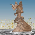 Game Movie Character Golden Dragon Statue With Blue Sky And Mosaic Ground
