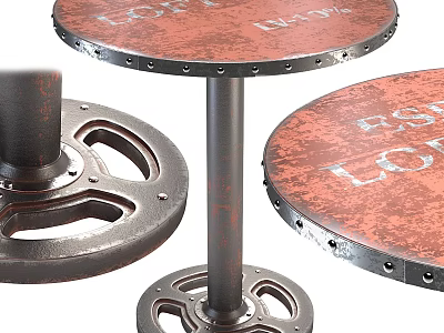 Industrial Vintage Dining Table With Rustic Red Tabletop And Metal Legs 3d model