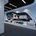 Modern Exhibition Hall With Printer Displays And Electronic Devices Showcase 3d model