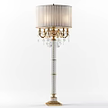 Luxurious Floor Lamp With Crystal Decorations Gold Stand And White Shade Design