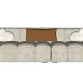 White Multi Person Sofa With Cloud Shaped Cushions And Brown Decorative Pillow 3d model