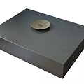 Modern Square Coffee Table With Smooth Dark Surface And Metal Tray 3d model