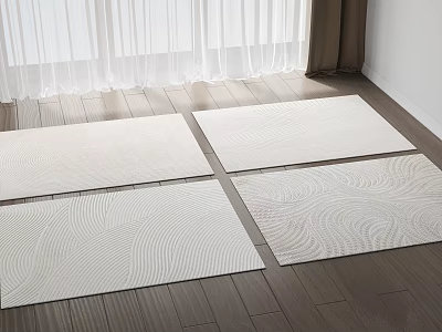 Light Colored Square Rugs With Wave Pattern On Wooden Floor Interior Space 3d model