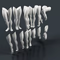 White Model 3D Figure Sculptures Showcasing Various Leg And Torso Poses