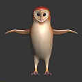Cute Cartoon Bird Character With Red Head White Orange Body And Purple Claws