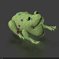 Green Knitted Frog Pillow With Colorful Flower Patterns