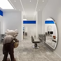 Stylish Modern Blue And White Beauty Hair Salon Interior Design With Professional Styling Chairs