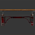 Industrial Wooden Workbench With Rustic Top Metal Frame And Movable Wheels