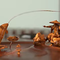Handcrafted Root Carving Tea Table With Natural Wood Artistic Design And Carved Details