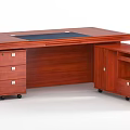 Mahogany Wooden Office Desk With Carved Details And Black Desktop Mat