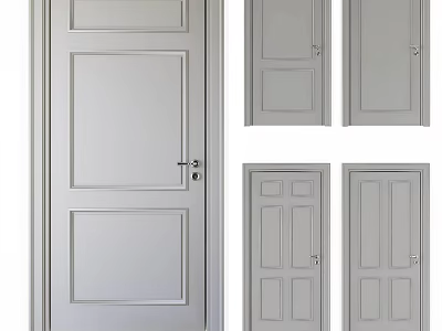 Modern Hinged Doors With Various Panel Designs For Home Interior Decoration 3d model