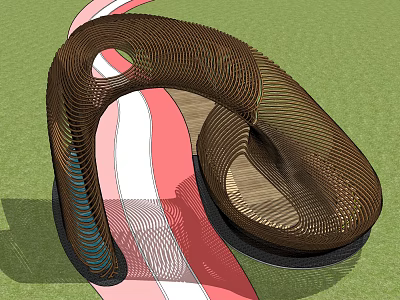 Unique Curved Landscape Seating With Intricate Woven Design For Outdoor Spaces 3d model