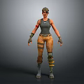 Game Movie Character Wearing Gray Vest Brown Cargo Pants Arm Armor Knee Pads Standing