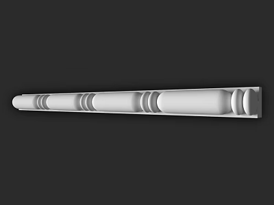 White Elongated Component With Decorative Circular Grooves And Smooth Surface Design 3d model