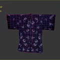 Women's Traditional Blue Kimono With White Floral Patterns And Elegant Design