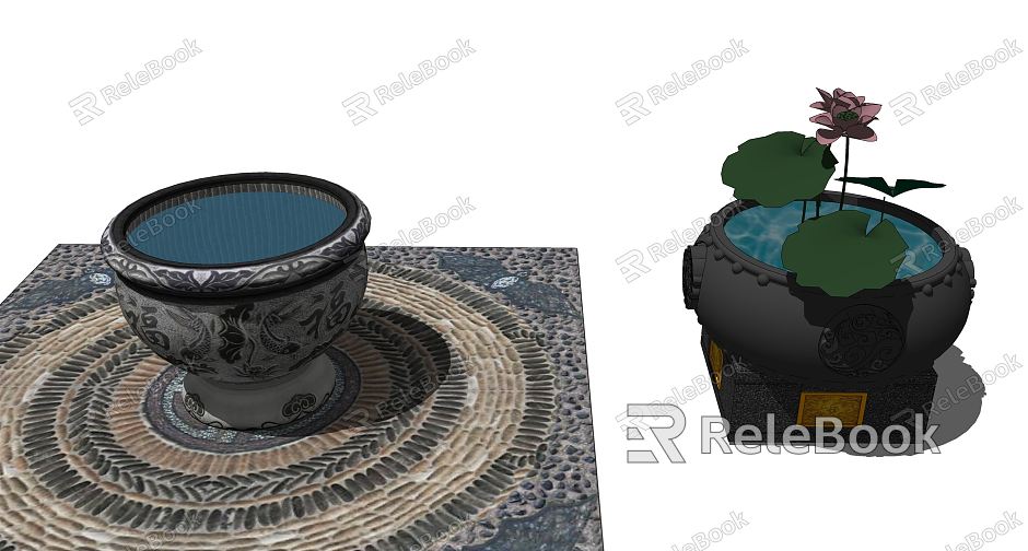 New Chinese style water tank landscape sketch fish tank water tank model