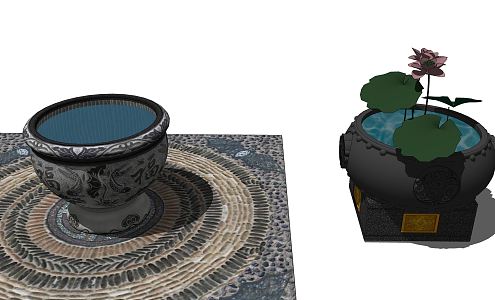 New Chinese style water tank landscape sketch fish tank water tank 3d model