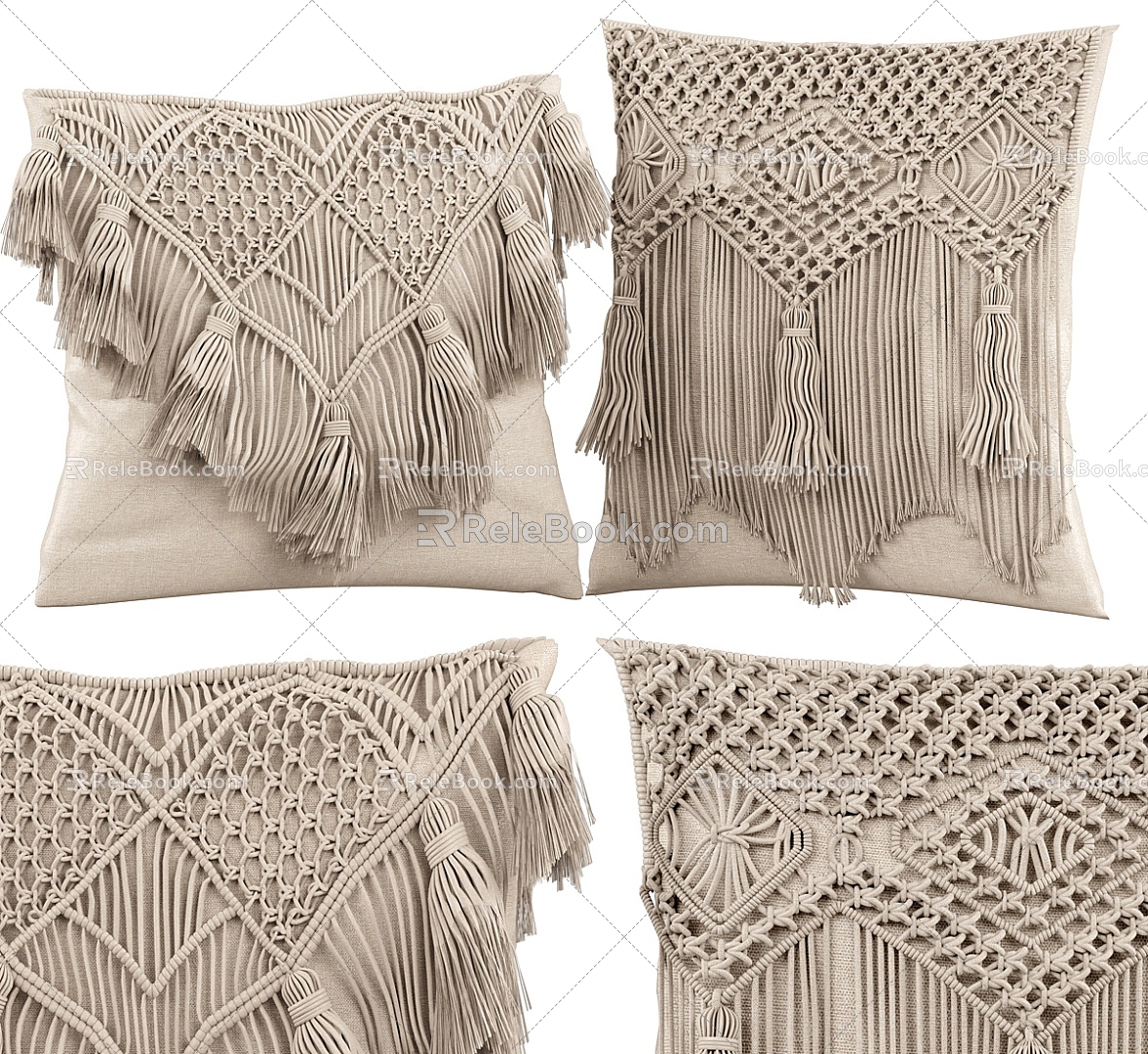 Quiet Pillow Tassel Pillow Fabric Pillow 3d model